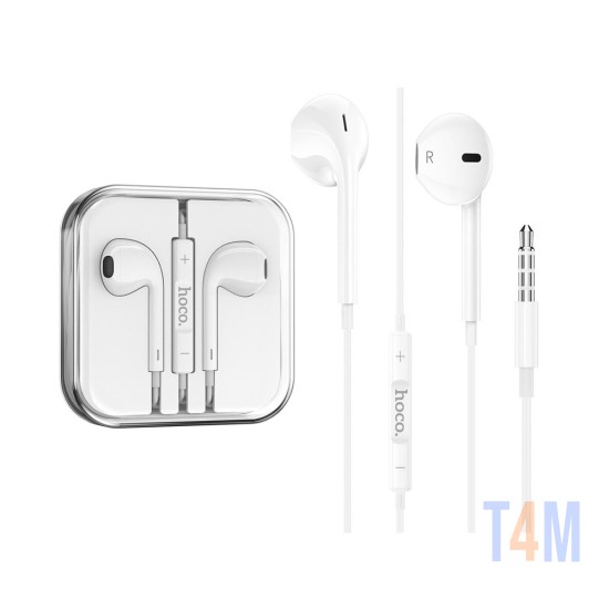 Hoco Earphones M80 Original Series with mic and one button operation control 3.5 mm White